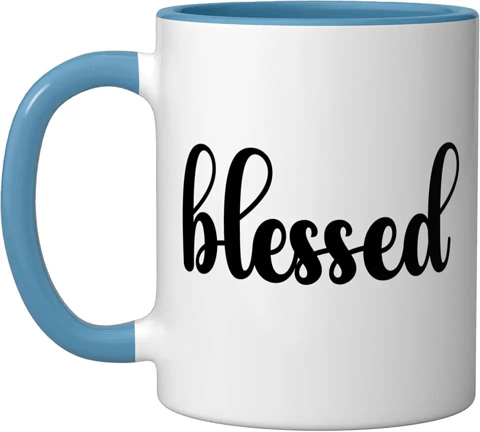 Blessed Christian Girl Women Ceramic Mug, Blue/White, 11oz