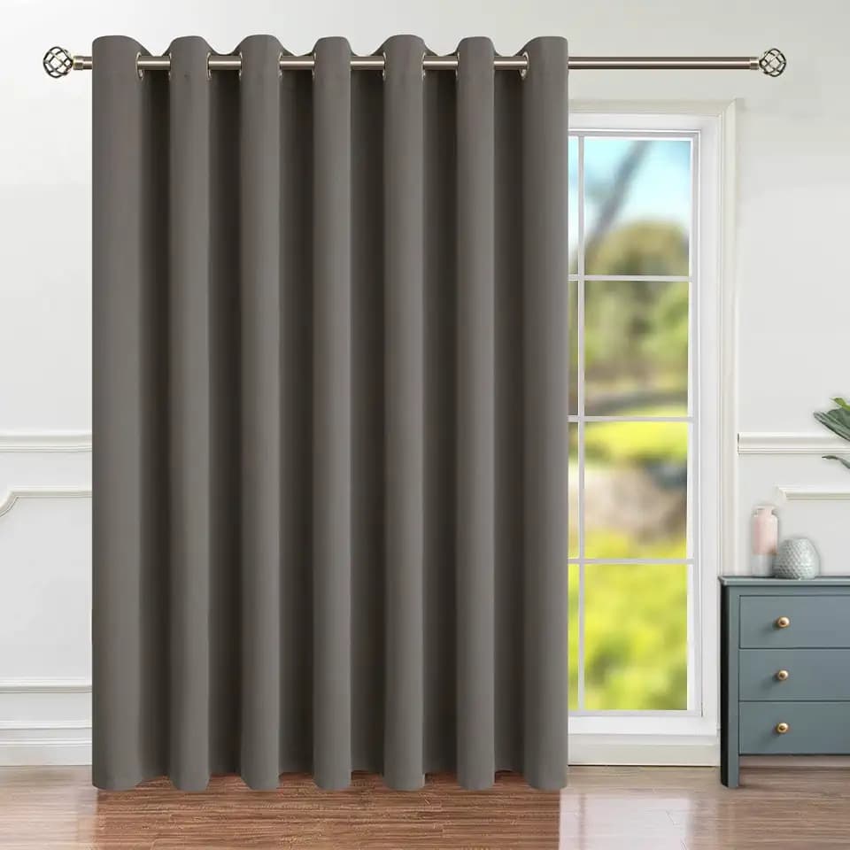 BGment Grey Sliding Door Curtain 84 Inches Long, Extra Wide Thermal Blackout Curtains for Glass Door Room Darkening Room Divider Privacy Window Curtain Drape with Grommet, 1 Panel, 100 Wide
