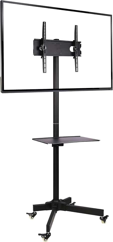 Ergosolid Falco-24 TV Ständer Rollbar für 32-55 Zoll Fernseher bis 25 kg, Höhenverstellbar & Neigbar, Mobiler TV Wagen mit Rollen, VESA 200x200 bis 400x400, Ideal für Büro, Hotel & Konferenzraum