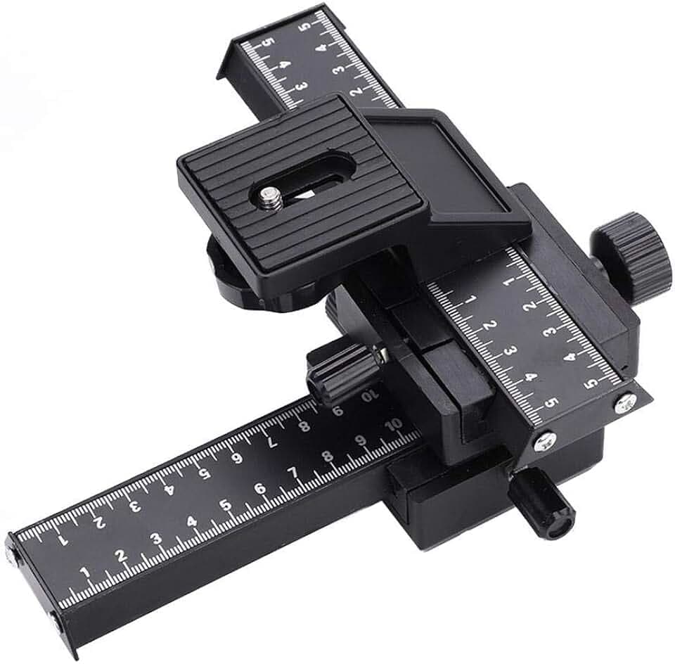 Kamera-Schieberegler Dual Achse 4-Wege Makroschiene Focusing Rail Slider,mit 1/4 "Befestigungsschraube für Nahaufnahme