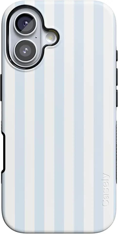 Casely iPhone 17 Case | Blue Stripes | Sunday Best | Bold Protective Design | Compatible with MagSafe
