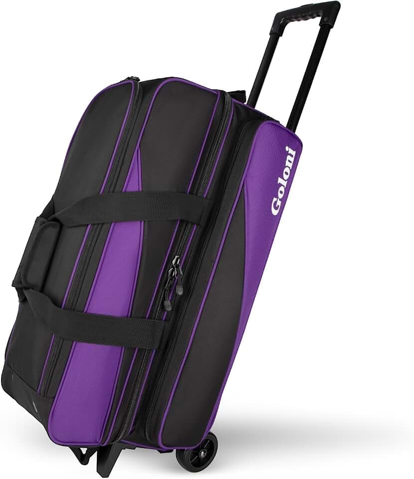 Goloni 3 Ball Bowling Bag with Wheels, Rolling Bowling Roller Bag with Retractable Handle for Balls & Bowling Accessories
