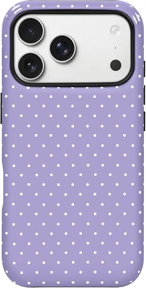 Hython for iPhone 17 Pro Max Case Cute Polka Dot Aesthetic Simple Design 6.9", Heavy Duty Dual Layer Hybrid Hard PC Soft TPU Bumper Shockproof Protective Phone Cases Cover Women Girls Girly, Purple