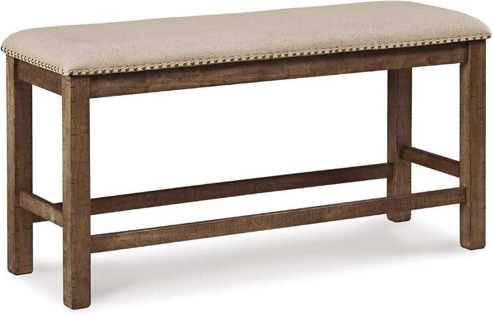 Signature Design by Ashley Moriville Upholstered Counter Bench, 48.5 in