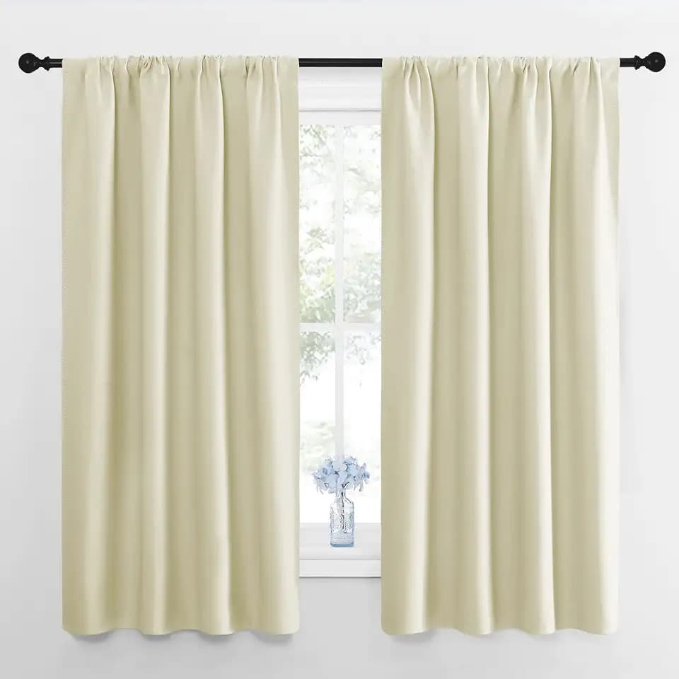 NICETOWN Beige Room Darkening Curtains for Living Room 42" w x 63" L 2 PCs