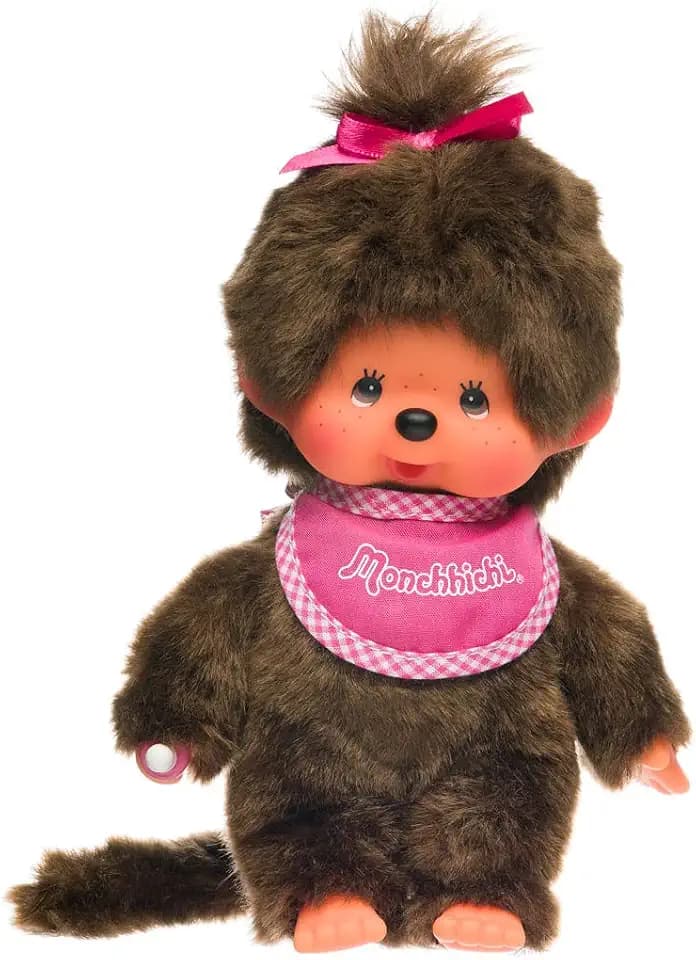 Monchhichi Classic Girl Pink Bib 20 cm