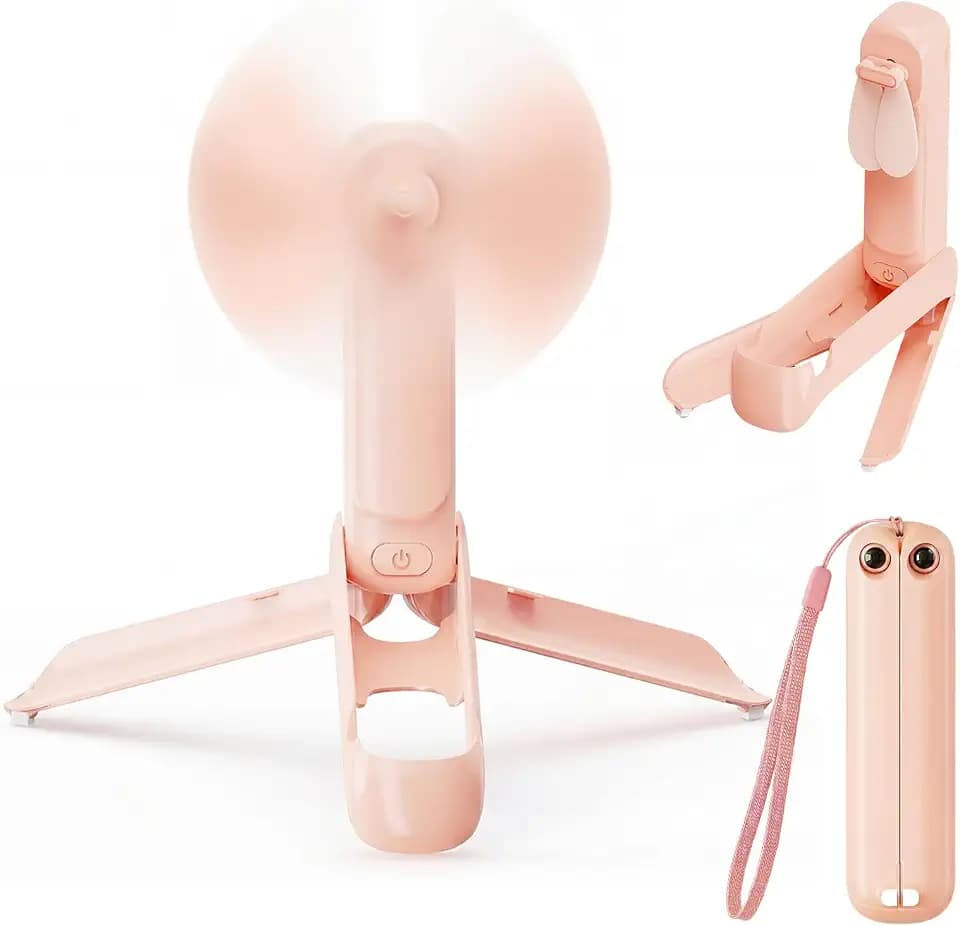 WOWDSGN Mini Handventilator, 3-in-1 Handventilator Tragbarer Hand Ventilatoren Handventilator mit Taschenlampe,Aufladbar 2000mAh für Reise Strand Büro Sommer Leiser USB Lüfter Geschenke für Frauen