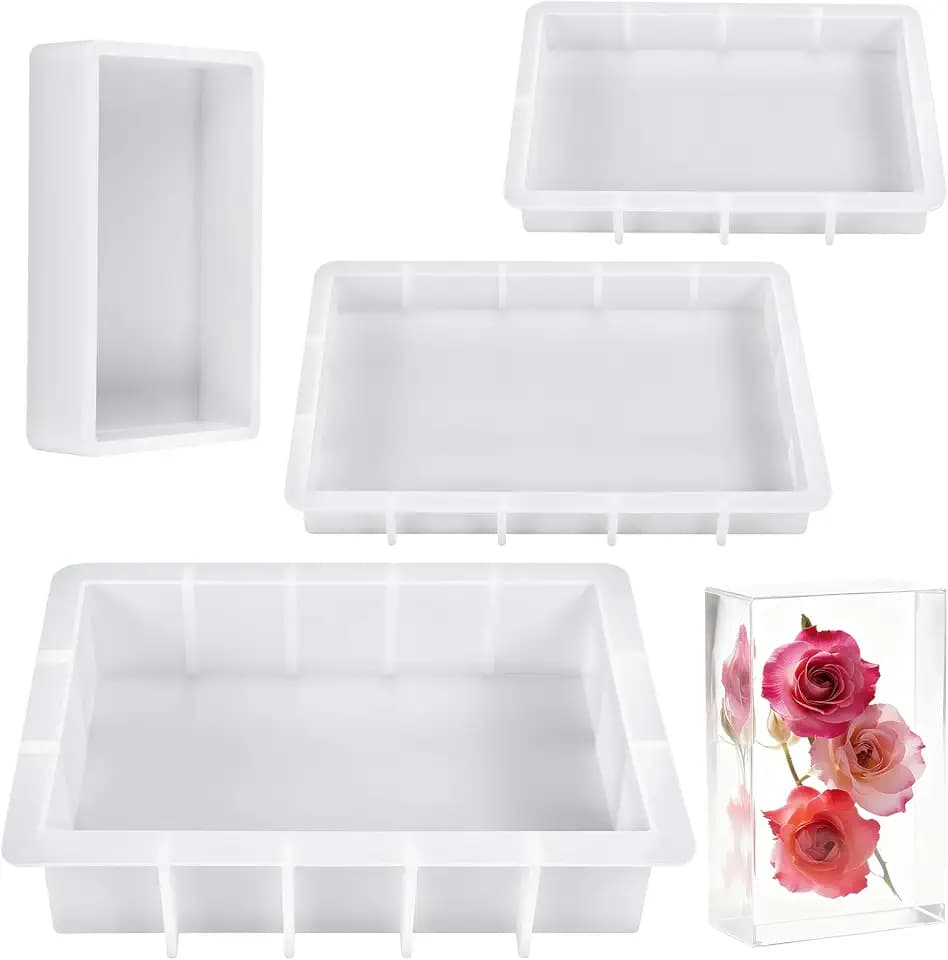 Large Rectangular Resin Molds 4PCS Epoxy Resin Casting Craft Mold Crystal Deep Casting Epoxy Mold for Flower Preservation Bookends DIY Art Home Décor, DIY Wedding Bouquets