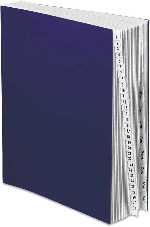 Pendaflex Expanding Desk File, Laminated Daily and Monthly Tabs, Letter Size, Navy, Each (DDF5-OX)