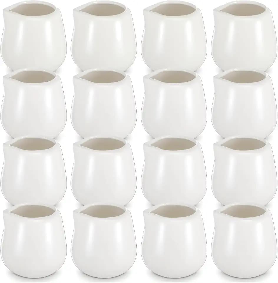 12 PCS Mini Ceramic Creamer, 3 OZ Small Porcelain Creamer Pitcher, Small Syrup Pitcher, Coffee Dispenser, White for Coffee Tea Milk Sauce