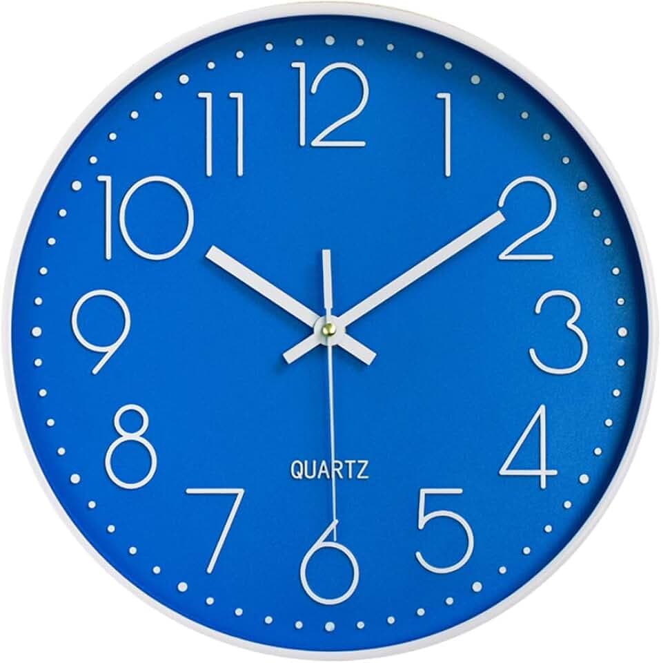 Modern Wanduhr 30cm Ohne Tickgeräusche Küche Wand Uhr Quarz Uhr für Büro Klassenzimmer Wohnzimmer Schlafzimmer (Blau)