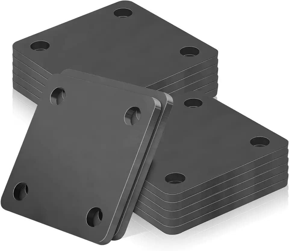 Rocaris 12 Pcs 4 X 4 X 1/5 Inch A36 Steel Plate Hot Rolled with 4 Holes