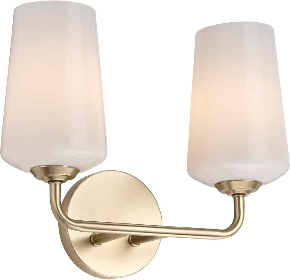 Progress Lighting Celino Collection Two-Light Vanity Light with White Glass Shades