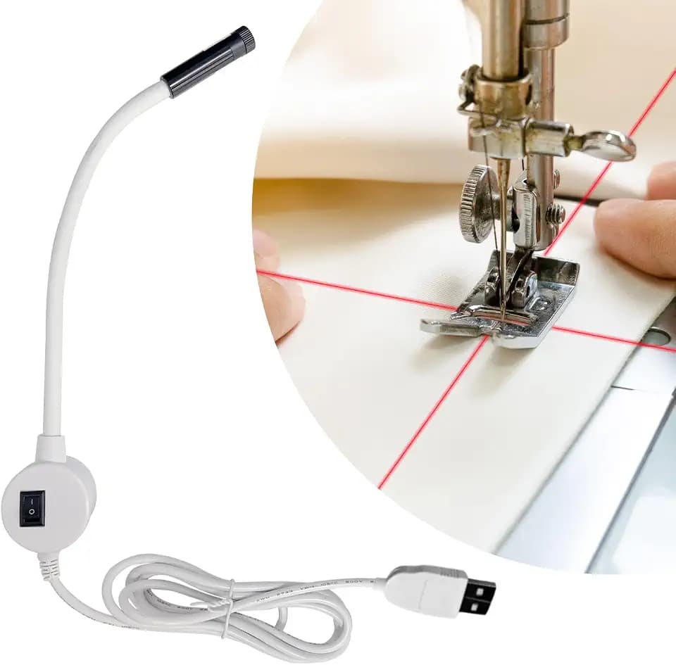 Magnetic Positioning Quilting Light with Crosshair Guide for Straight Stitching–Adjustable Red Laser for Hands-Free Precision Sewing & Quilting, Secure Magnetic Attachment for Sewing Machines USB Port