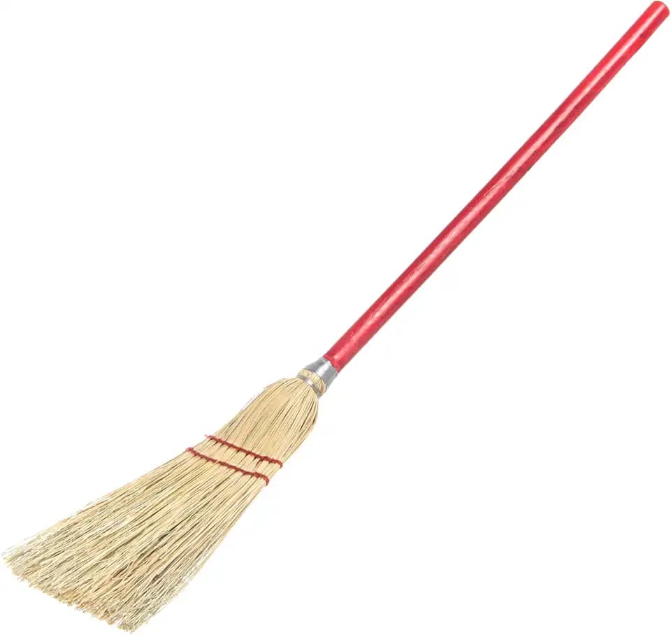 Flo-Pac Compact Corn Fiber Utility Broom with Wire-Wrapped Bristles and Red Handle, 33 Inches, Red (Pack of 3)