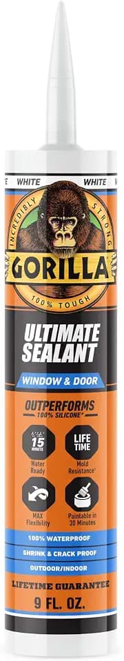 Gorilla Ultimate Sealant Window & Door Caulk, 9 oz Cartridge, White