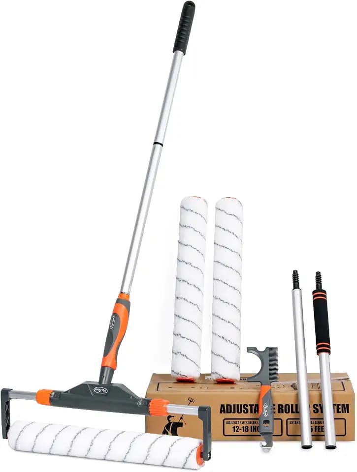 10pc 12"-18" Adjustable Large Paint Roller Kit with Aluminum Extension Pole