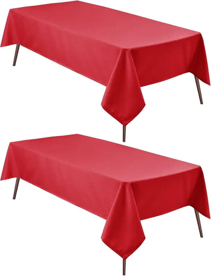 Hiasan 2 Pieces Red Tablecloth Rectangle, 54 x 80 Inch