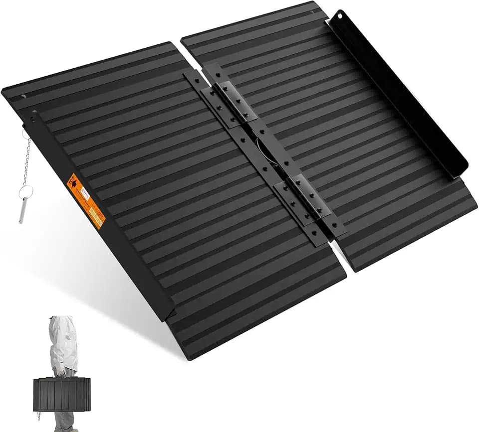 gardhom Rollstuhlrampe Klappbar, Rollstuhl Rampe für Treppen 61 * 72cm, 362kg LadekapazitäT Anti-Rutsch Rollstuhlrampe