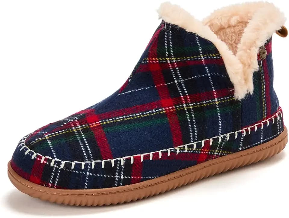 Dearfoams Men's Memory Foam Indoor House Slippers Brixen Ankle Boot House Shoes - Gifts for Men
