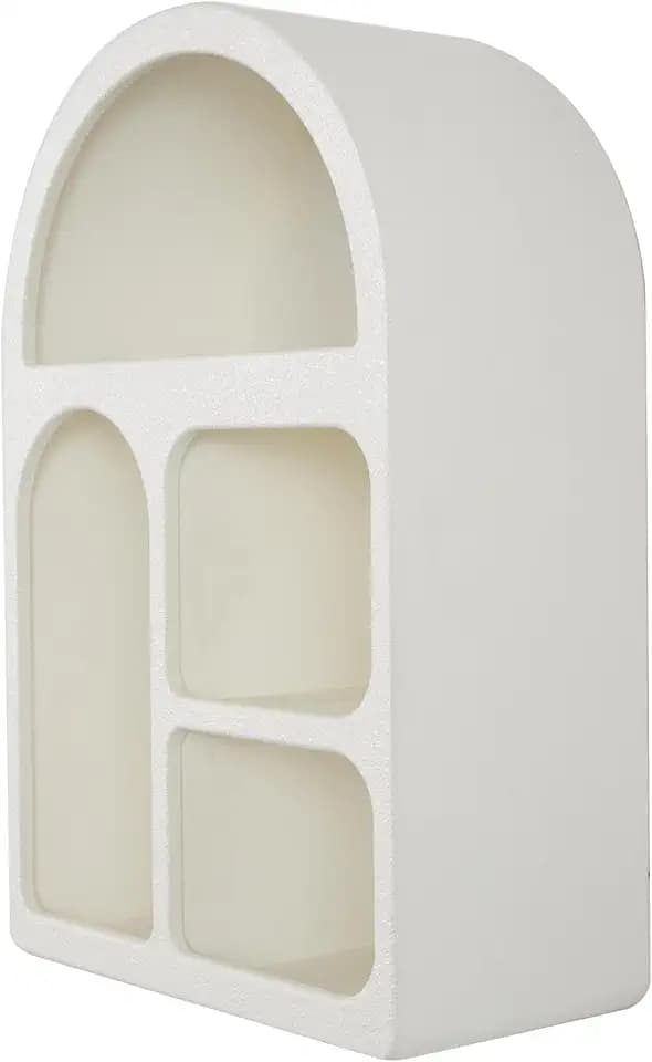 Deco 79 Wooden Geometric Wall Shelf, Shelf 16" x 8" x 24", Cream