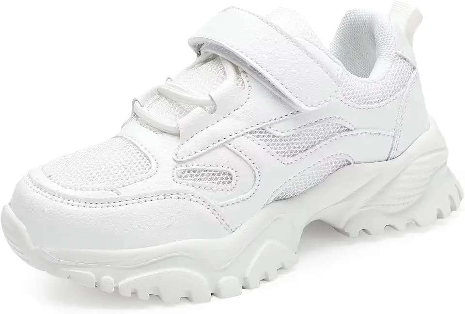 YAVY Unisex-Child Sneakers Boys Girls Running Leather Sneakers Breathable Mesh Athletic Shoes Lightweight Kids Walking Shoes