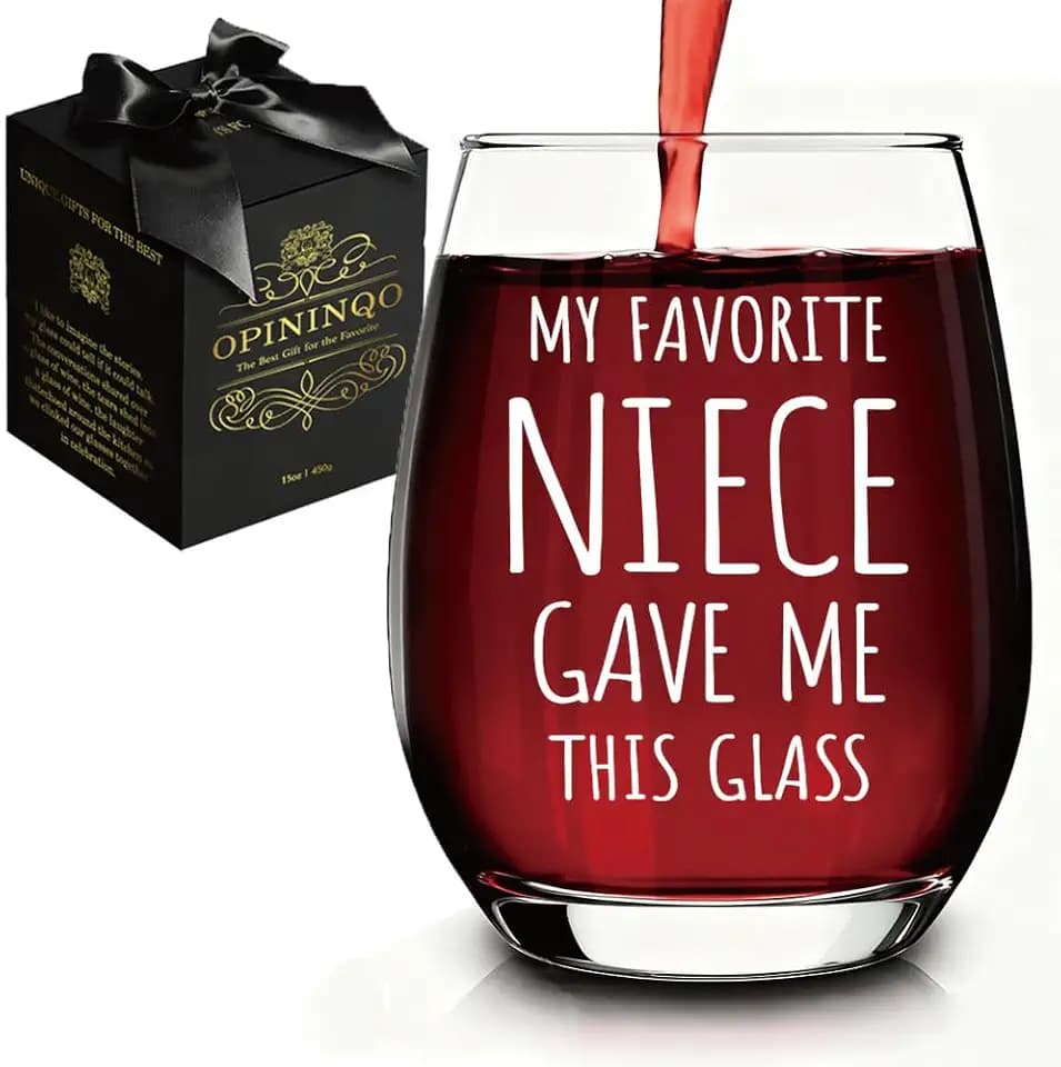 Funny Gifts from Niece, My Favorite Niece Gave Me This Glass Stemless Wine Glass, Best Aunt Ever Easter Birthday Graduation Present, Promoted to Aunt Gift