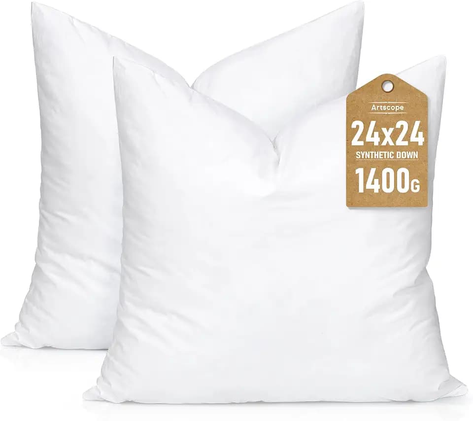 Artscope Synthetic Down Pillow Insert, 24x24 Throw Pillow Inserts Set of 2