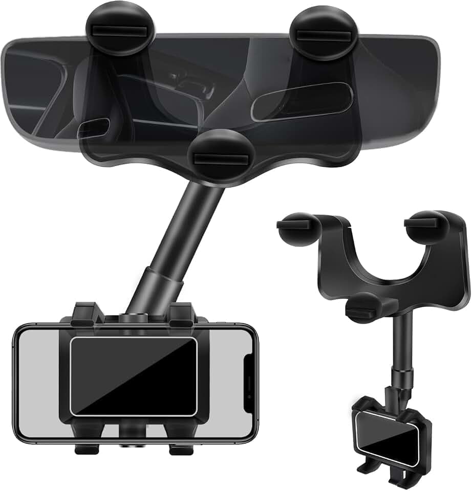 Sweetone Handyhalterung Auto Spiegel, 360° Drehbarer und Einziehbarer Handyhalterung Auto Rückspiegel, Multifunktionaler Handyhalter, Universal KFZ Handy Halterung für Alle Handys