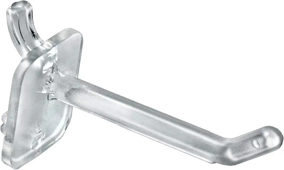 Azar Displays 800002-C Pack of 50 Clear Pegboard Hooks (Also Available in Black & White) - 2” Pegboard Hook Set (4” & 6” Pegboard J Hooks Also Available) - Polycarbonate Plastic Hooks for Retail