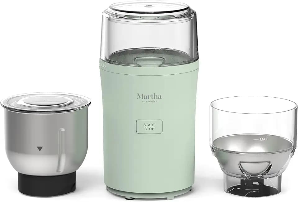 Martha Stewart Electric Coffee & Spice Grinder with Dual Bowls, Honeydew