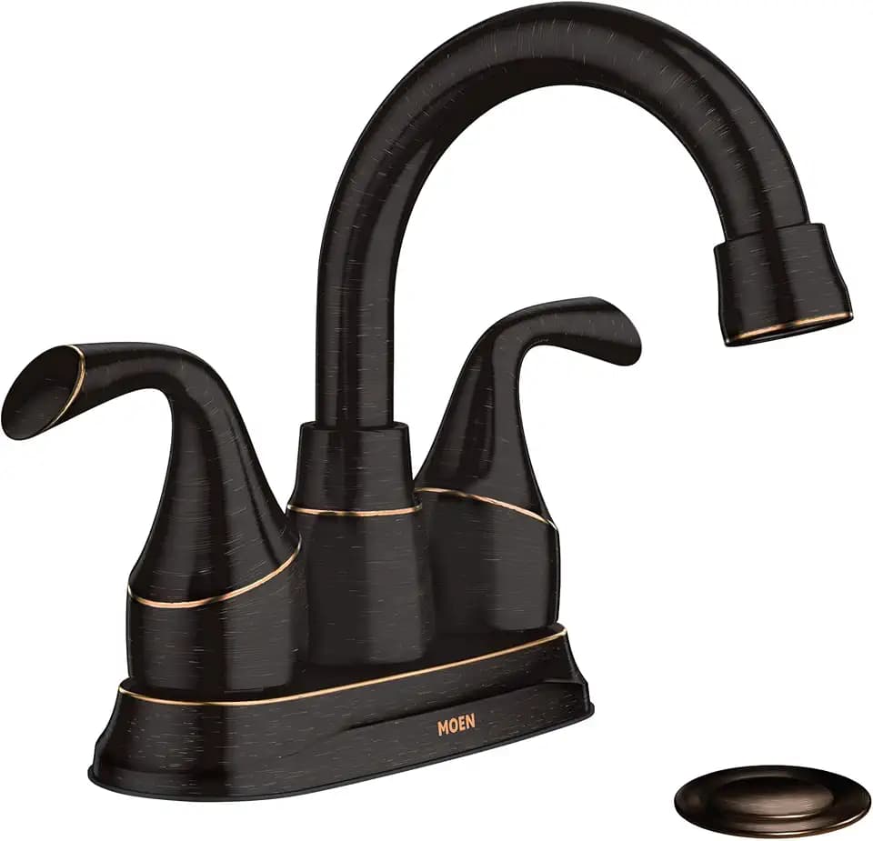 Moen Idora Mediterranean Bronze Two-Handle Centerset Bathroom Sink Faucet with Drain Assembly, 84115BRB