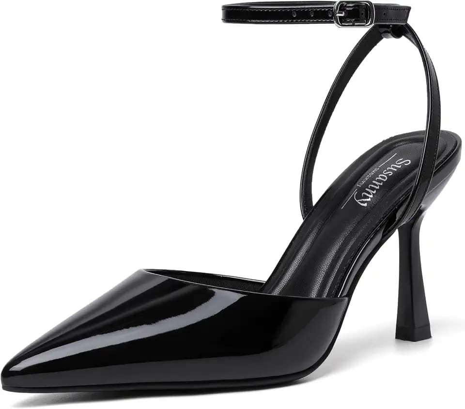 Susanny Women's Heels Closed Pointed Toe Strappy Stiletto Pump Dressy Shoes