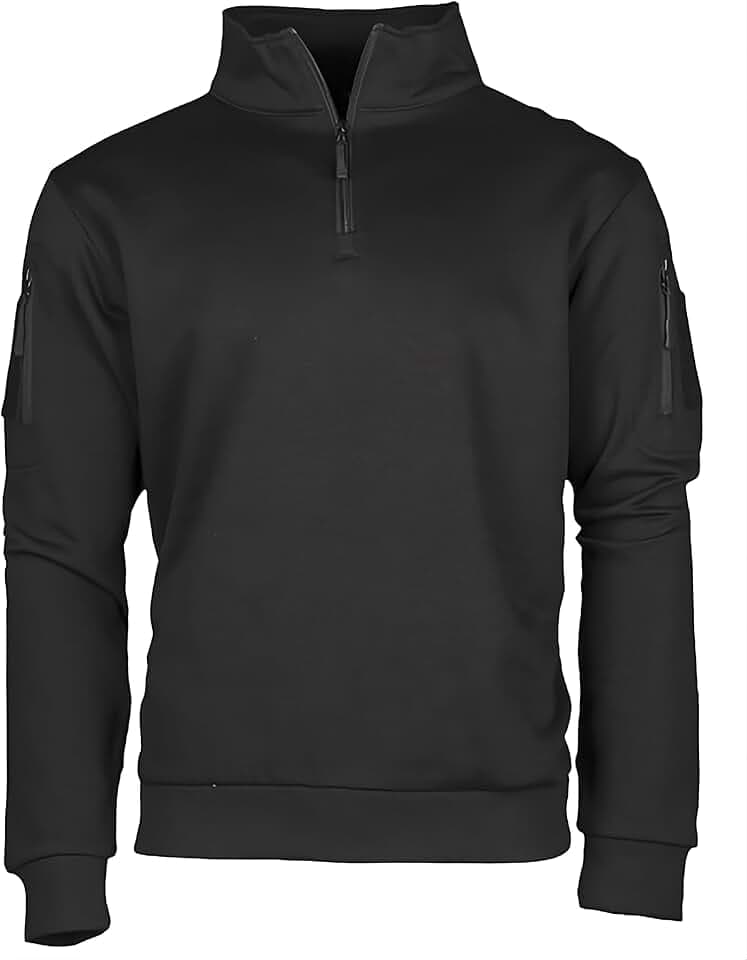 Mil-Tec Tactical Sweatshirt (Unisex) • Pullover mit Zipper • Sweater mit Kragen • Atmungsaktives Sweatshirt Damen & Herren • Warmer Pulli für Arbeit, Freizeit, Outdoor