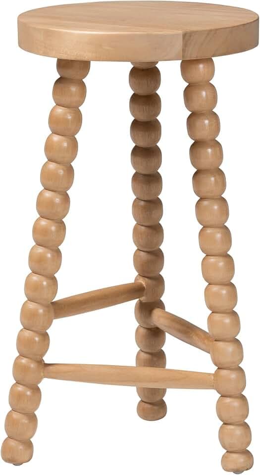 Bali & pari David Acacia Wood Bobbin Counter Stool, Natural