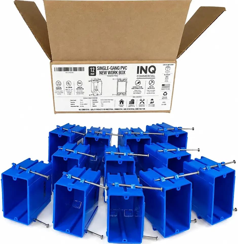 12-Pack 20 Cu in Single Gang Electrical Outlet Boxes, Carlon B120A PVC New Work Nail-On Plastic Electrical Box, UL Listed for New Construction
