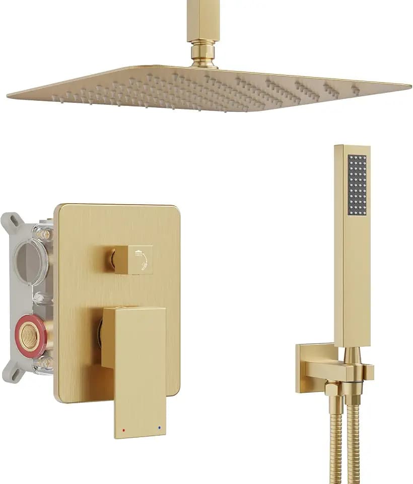 Ceiling Mount Shower System with 10" Rain Head, Handheld & Valve