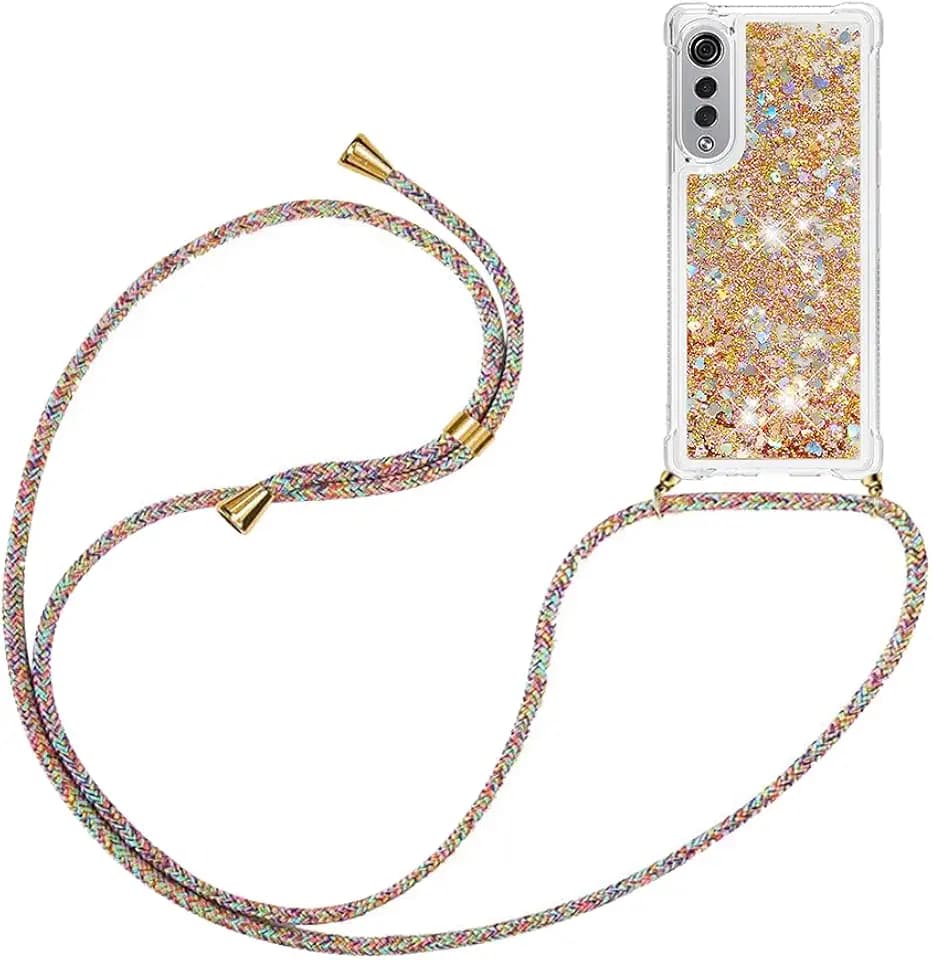 Handykette Handyhülle für LG Velvet 5G/4G Quicksand Glitzer mit Band
