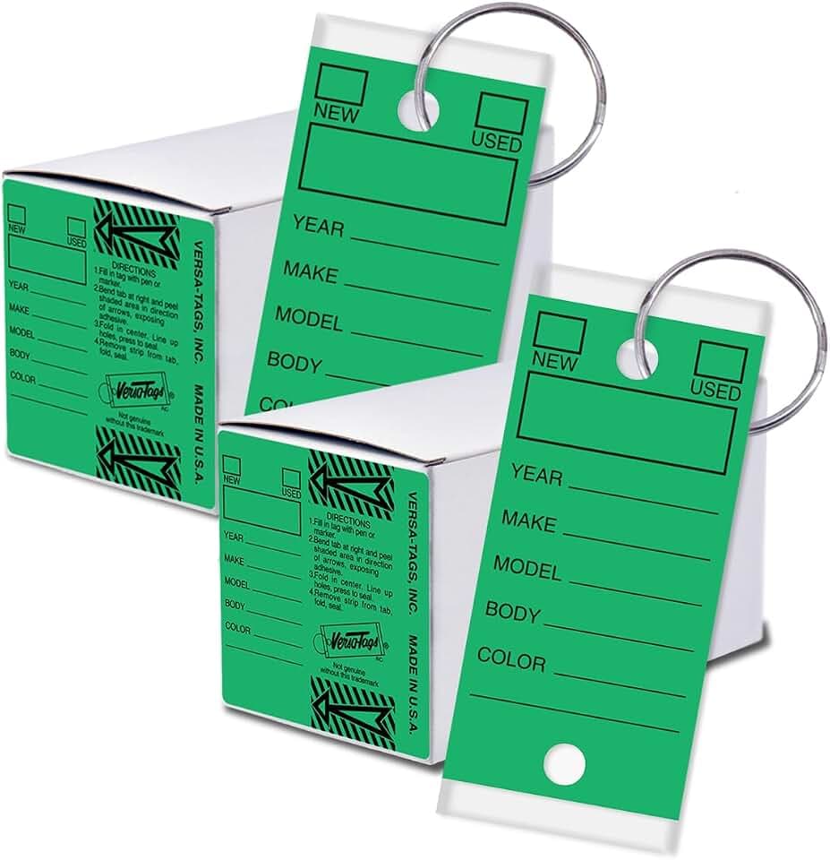 Versa-Tags Green Self-Protecting Key Tags with Split Rings, 500-Pack