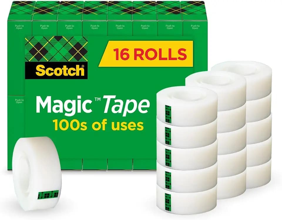 Scotch Magic Tape, Invisible, 16 Rolls
