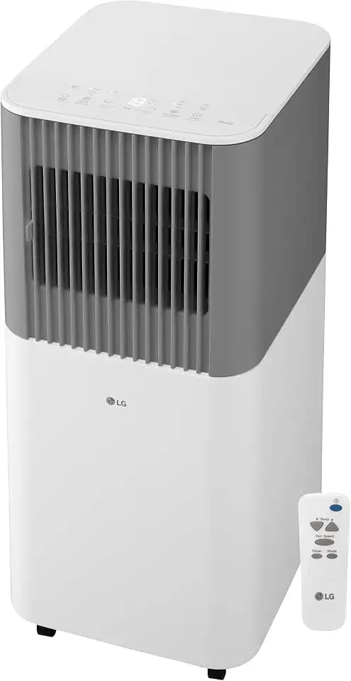 LG 5,000 BTU SACC (8,500 BTU ASHRAE) Portable Air Conditioner, 115V, Cools 150 Sq.Ft. (10' x 15' Room Size), Quiet Operation, LCD Remote Control, and Window Installation Kit, White & Gray