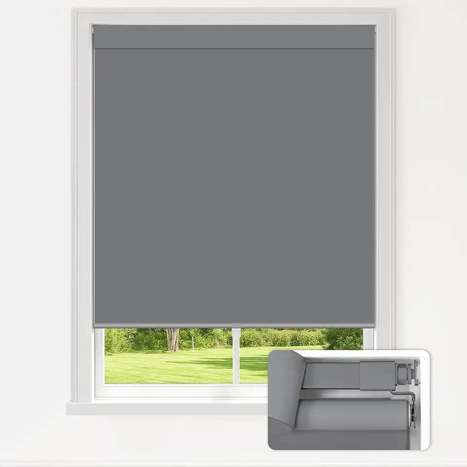 LazBlinds No Drill Blackout Roller Shades, 20" W x 72" H, Grey