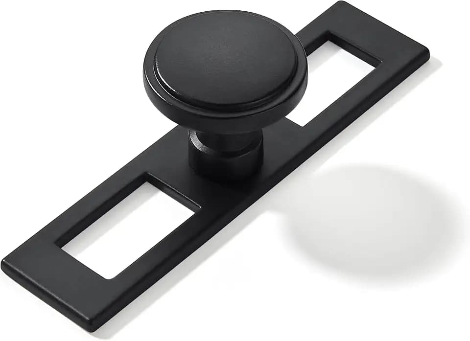 khtumeware 5 Pack 1-1/4 Inch Black Cabinet Knobs Backplate with Base Plate Zinc Matte Black Kitchen Cabinet Handles Drawer Pulls Cabinet Hardware.