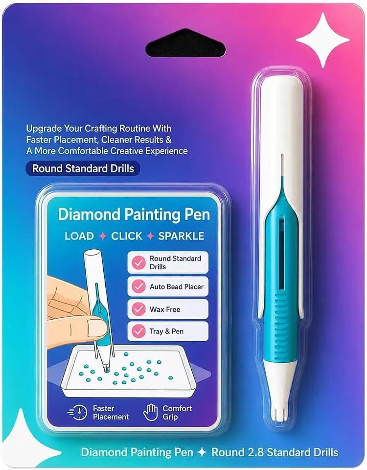 Automatic Diamond Painting Bead Dispenser for 2.8mm Round Drills, No Wax Needed Art Pen, Ergonomic Diamond Painting Pen for Tools and Diamond Art Accessories Set