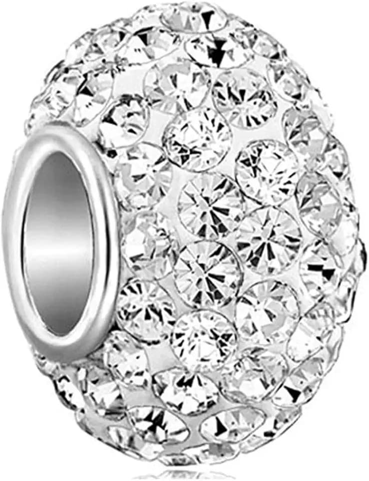 Adabele 1pc Solid 925 Sterling Silver Jan-Dec Birthstone Bead Charm