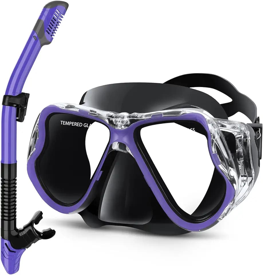 Greatever Snorkeling Gear for Adults Kids, Dry Snorkel Mask Set Anti-Fog