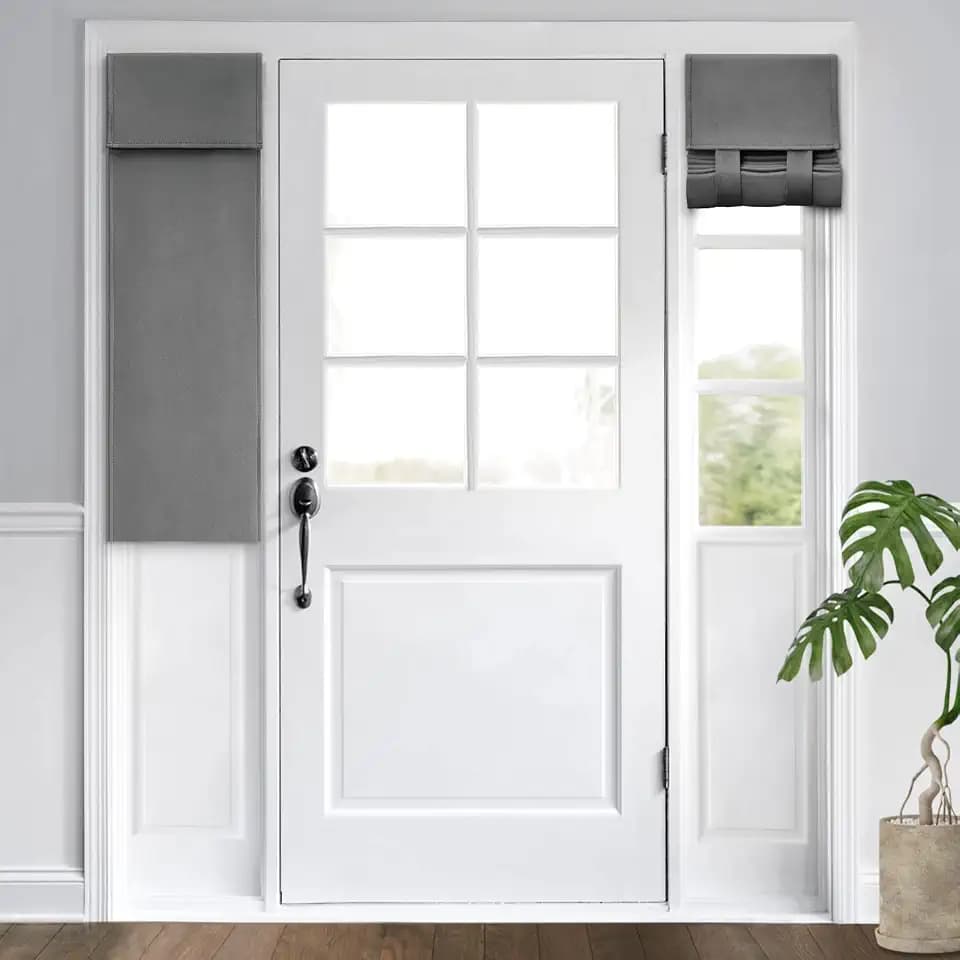 HOMEIDEAS Blackout Door Curtains for Sidelight 12x40 Inch Grey