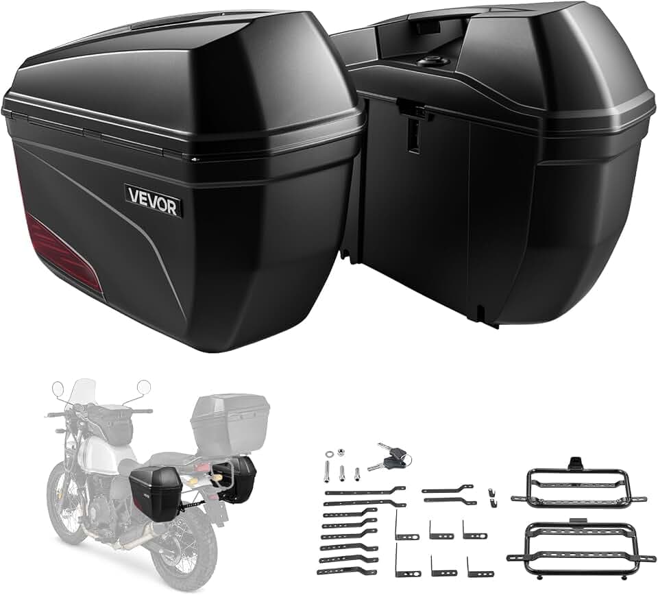 VEVOR Motorrad-Seitenkoffer 2 x 23 L Seitencase mit Halterungen ABS Schwarz