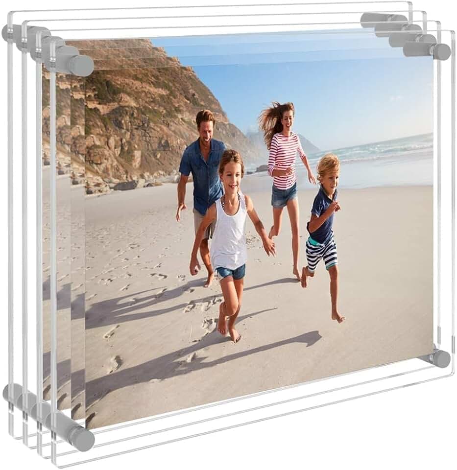 AITEE 8x10 Acrylic Picture Frames 4 Pack, Clear Floating Wall Frames