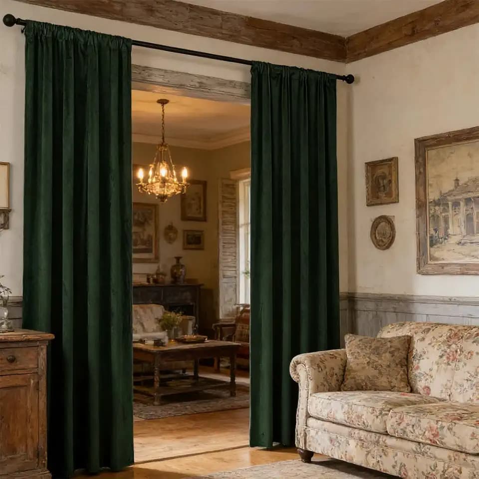 nanbowang Dark Green Velvet Curtains - 52"x 84" Soft Rod Pocket Thermal Insulated Window Treatment for Bedroom Living Room Light Filtering Drapes 2 Panels
